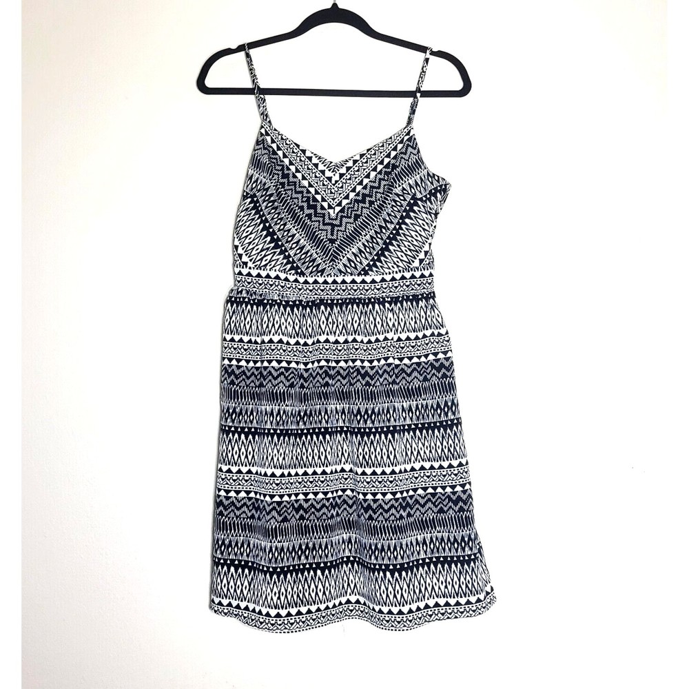Esley Sundress Womens Size S Cream Black Adjustable Straps Lined Side Zip
